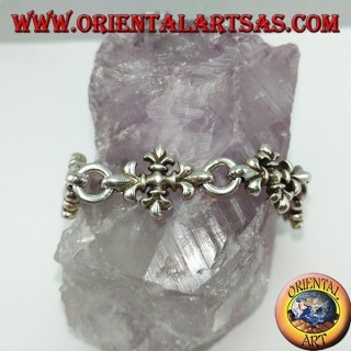 Bracelet avec des croix de lis argenté