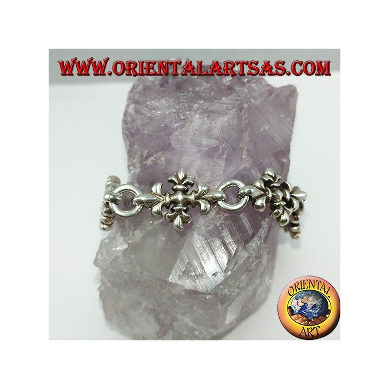 Bracelet avec des croix de lis argenté