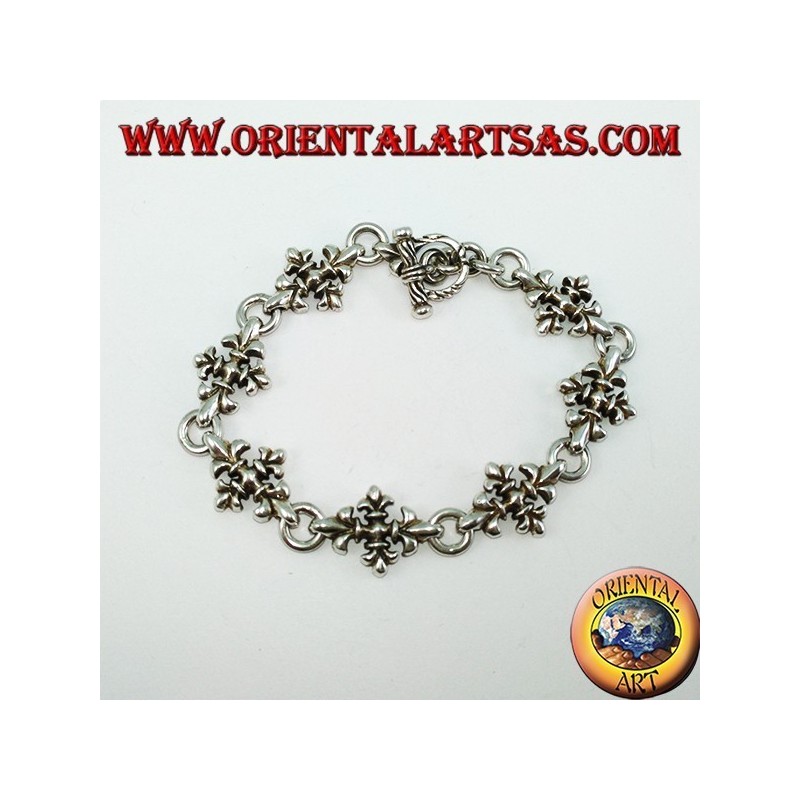 Pulsera con cruces de lirio plateado