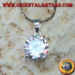 Silver pendant with round zircon