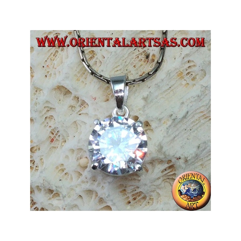 Colgante de plata con circón redondo