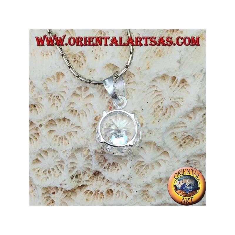 Ciondolo in argento con zircone tondo