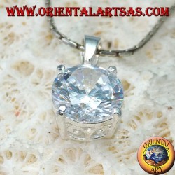 Colgante de plata con circón redondo