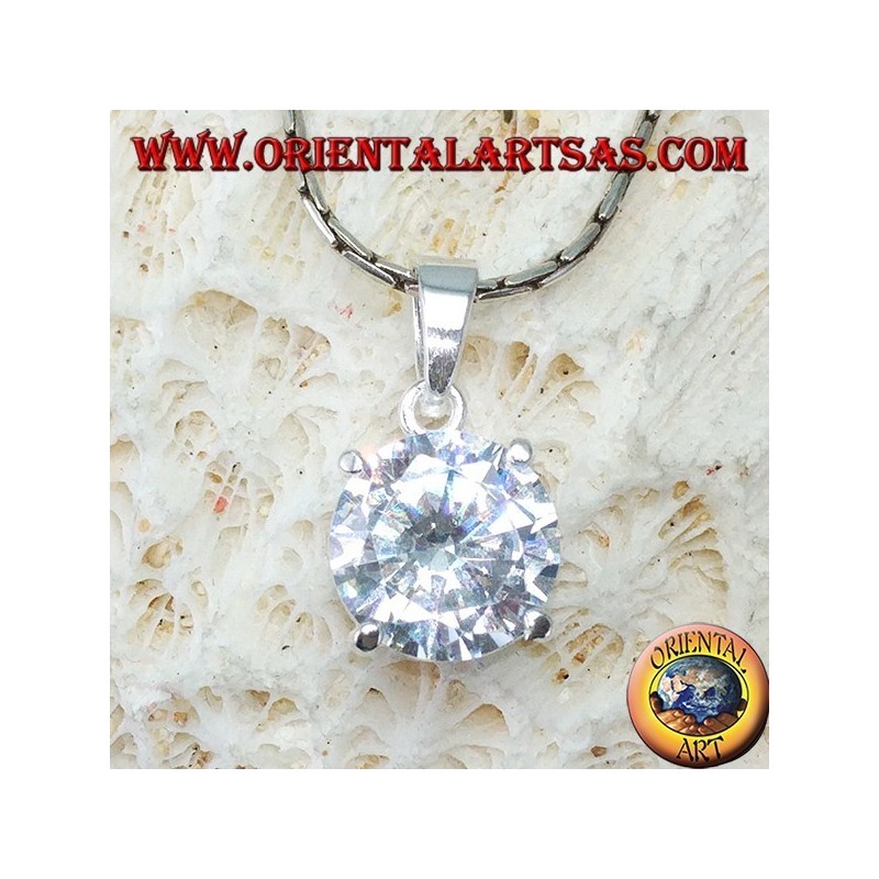 Silver pendant with round zircon