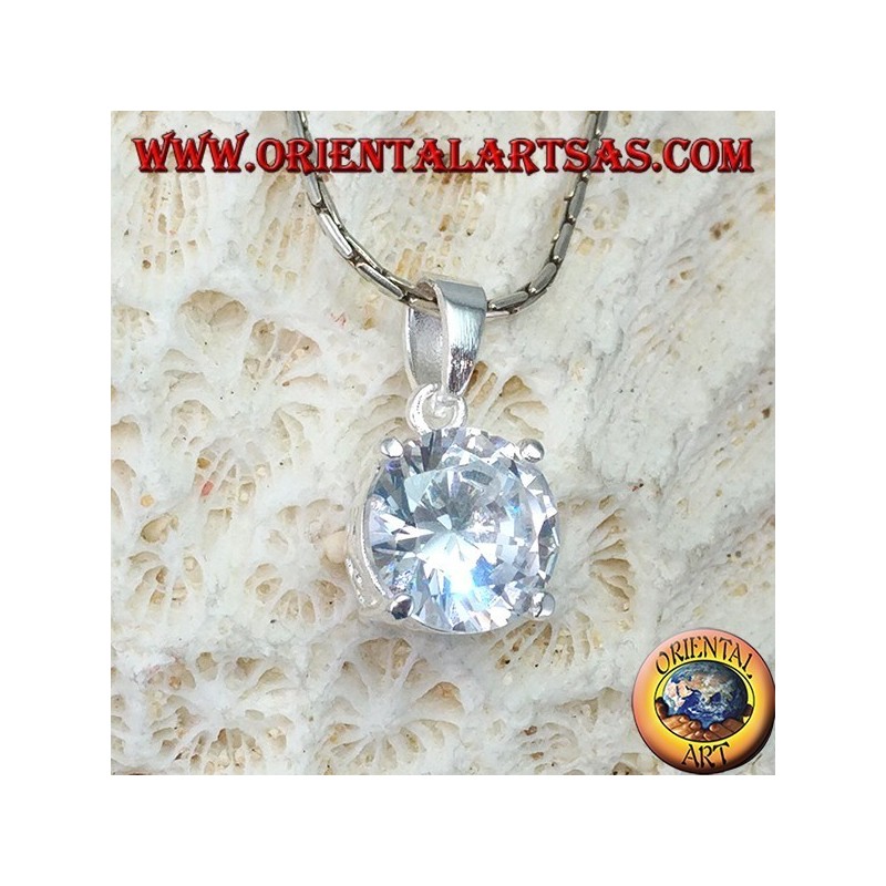 Silver pendant with round zircon