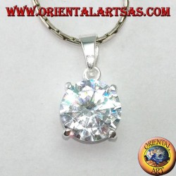 Silver pendant with round zircon