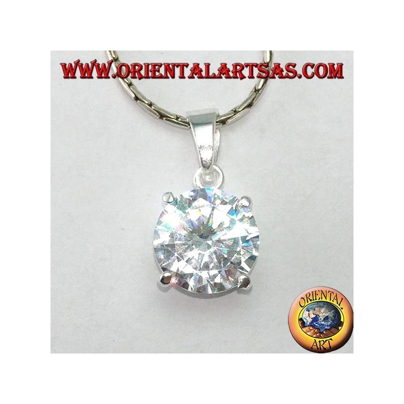 Pendentif en argent avec zircon rond