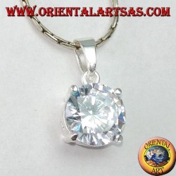 Silver pendant with round zircon