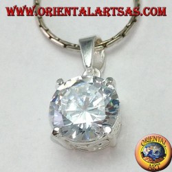 Silver pendant with round zircon