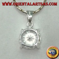 Silver pendant with round zircon