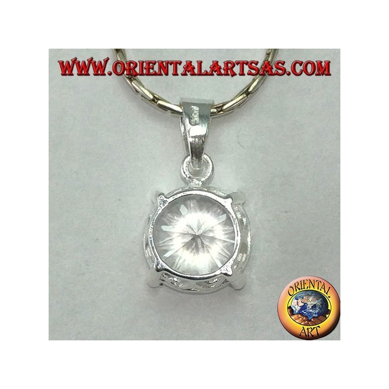 Silver pendant with round zircon