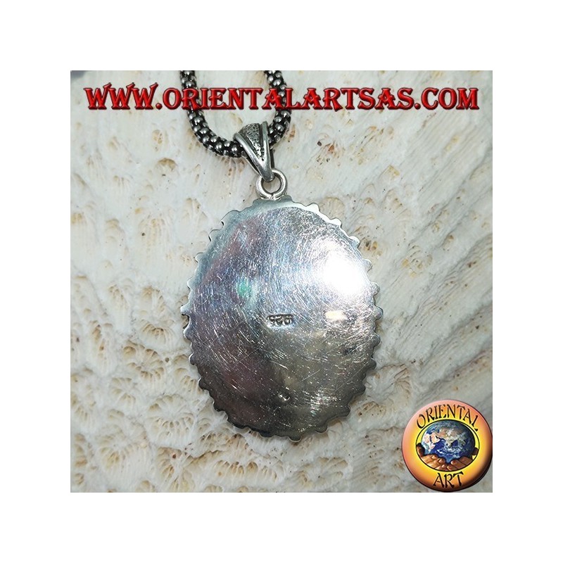 Silver pendant, shield with native style corals (American Indians)
