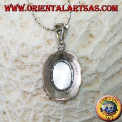 Colgante de plata con cimòfane (ojo de gato gris) rodeado de marcassite