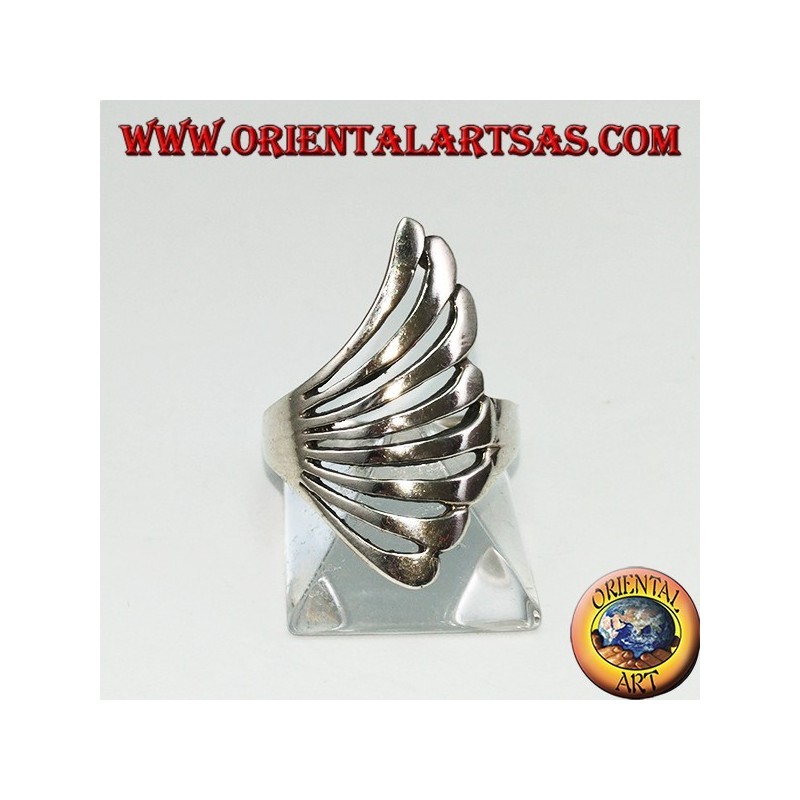 Silver ring in fan shape