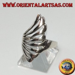 Silver ring in fan shape