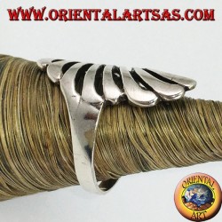 Silver ring in fan shape