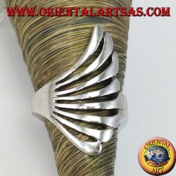 Silver ring in fan shape