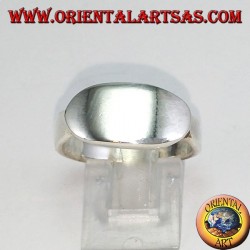 Smooth silver ring with oval cross shield