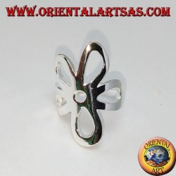 Anillo en plata lisa con una flor