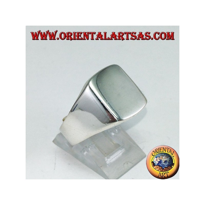 Silver ring with a rectangular smooth shield, engraving on request