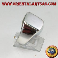 Bague en argent avec un bouclier lisse rectangulaire, gravure sur demande