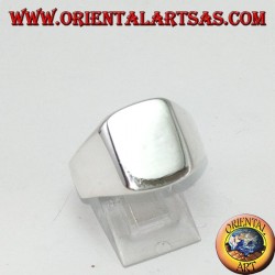 Silver ring with a rectangular smooth shield, engraving on request