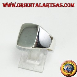 Silver ring with a rectangular smooth shield, engraving on request