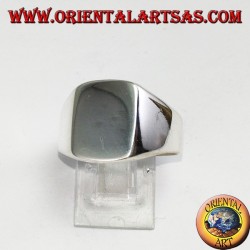 Bague en argent avec un bouclier lisse rectangulaire, gravure sur demande