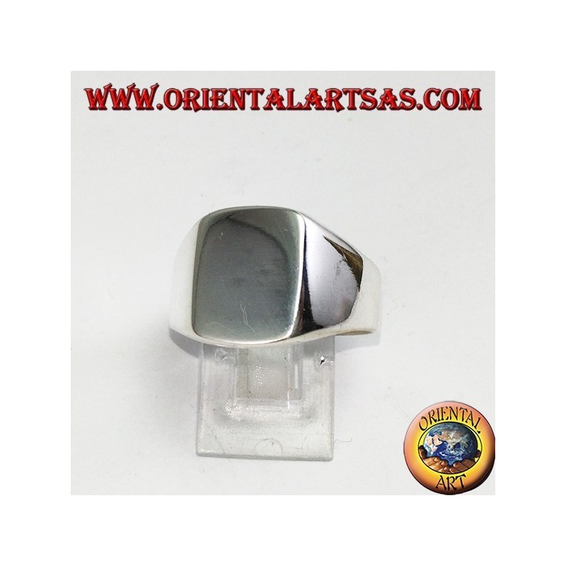 Silver ring with a rectangular smooth shield, engraving on request