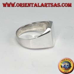 Silver ring with a rectangular smooth shield, engraving on request