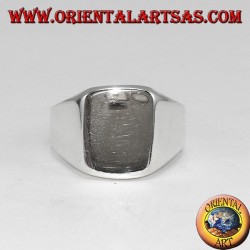 Bague en argent avec un bouclier lisse rectangulaire, gravure sur demande