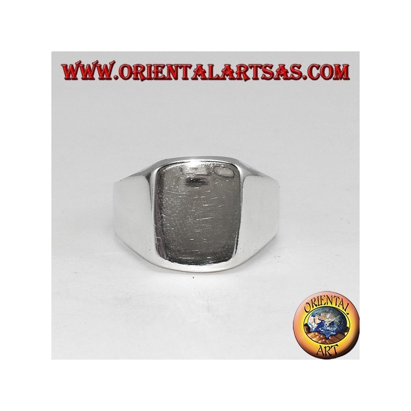 Silver ring with a rectangular smooth shield, engraving on request