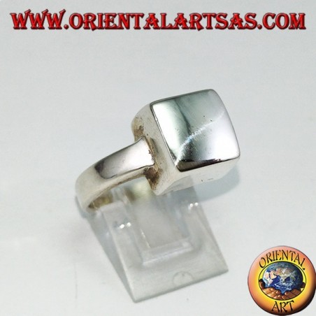 Anello in argento  a cubo liscio