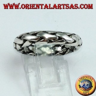 Hand-woven silver ring