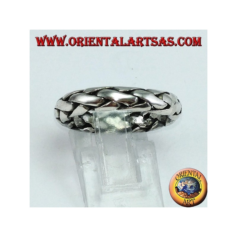 Anillo de plata tejido a mano