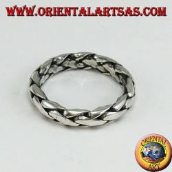 Hand-woven silver ring