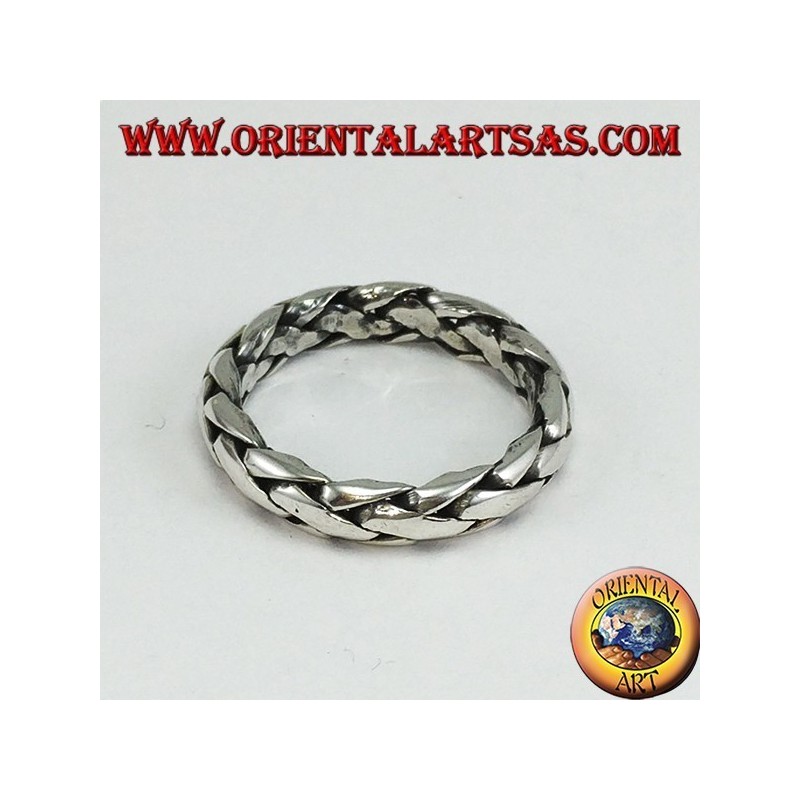 Hand-woven silver ring
