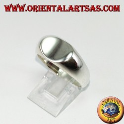 Silver ring with oval shield of concave crosspiece