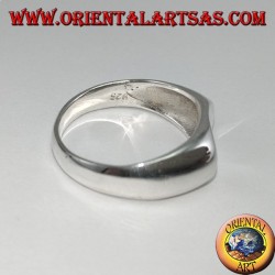 Silver ring with oval shield of concave crosspiece