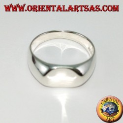 Silver ring with oval shield of concave crosspiece