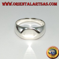 Silver ring with oval shield of concave crosspiece