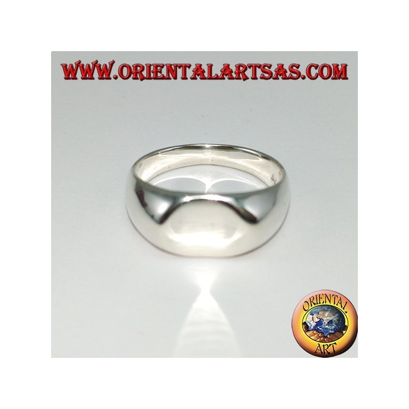Silver ring with oval shield of concave crosspiece