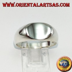 Silver ring with oval shield of concave crosspiece