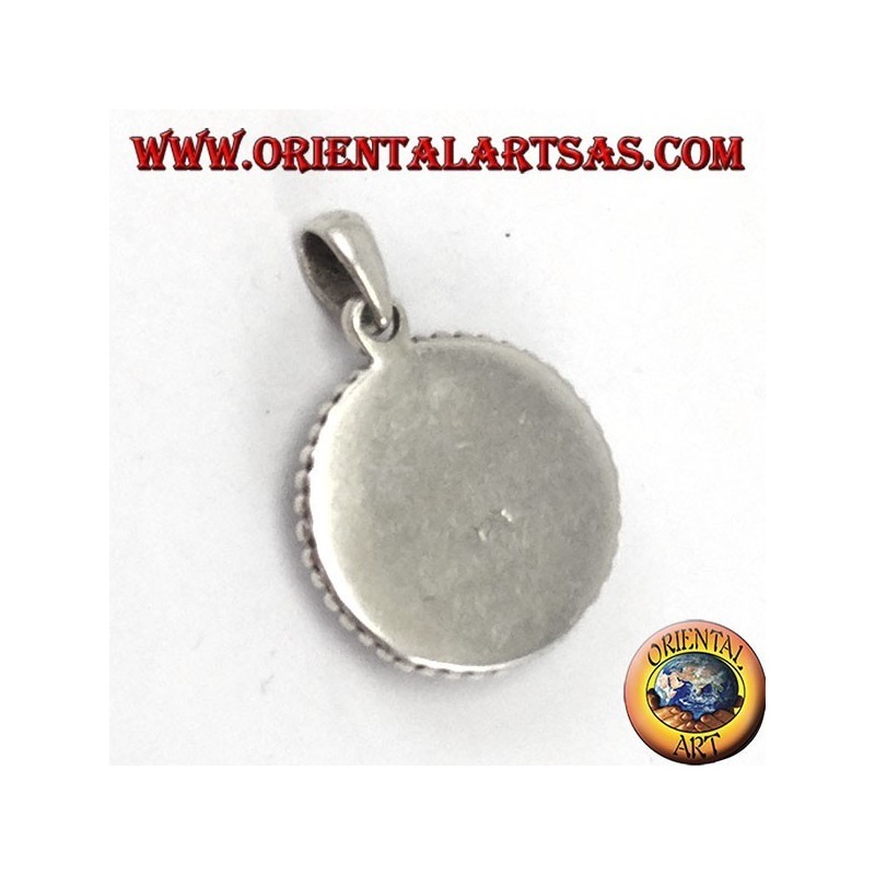 Ciondolo in argento amuleto occhio di Buddha intagliato in osso di yack