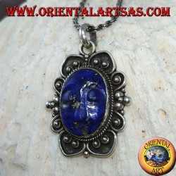 Colgante de plata con camafeo lapislázuli ovalado natural (grande)