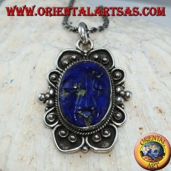 Colgante de plata con camafeo lapislázuli ovalado natural (grande)