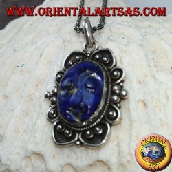 Colgante de plata con camafeo lapislázuli ovalado natural (grande)