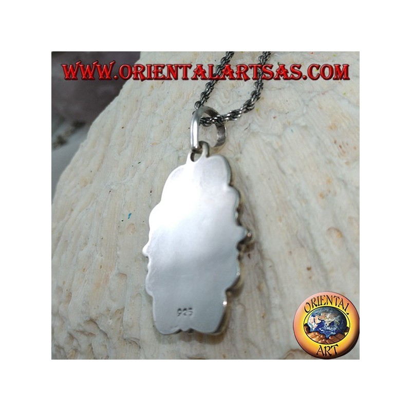 Silber Anhänger mit Cameo natürlichen ovalen Lapislazuli (groß)