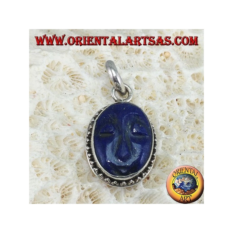 Silber Anhänger mit Cameo natürlichen ovalen Lapislazuli