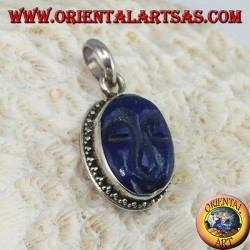 Silber Anhänger mit Cameo natürlichen ovalen Lapislazuli